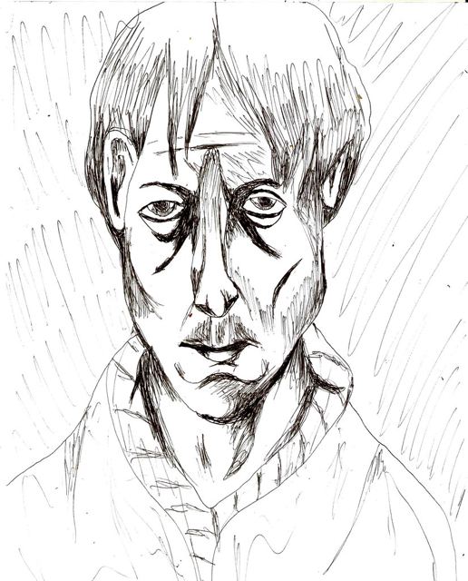 Retrato de rapaz de frente, a lápis